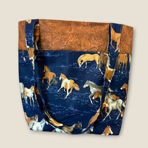 Handmade Horse-Themed Western Tote Bag With Wide Straps & Durable Design
